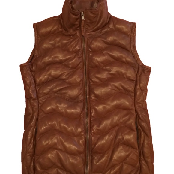🤠 Scully Leather Western Vest Womens Ribbed Cognac Soft Zip Stand Collar 🤠 - Picture 8 of 10